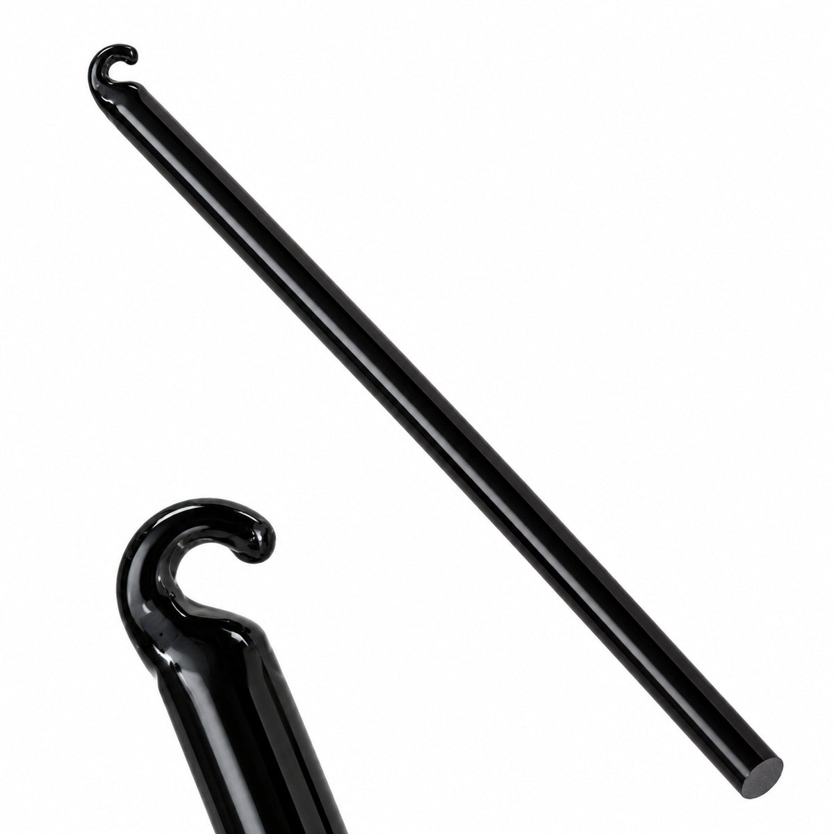 Schwarzer Glasstab mit Haken 26 cm als Lampenbehang und Lüsterbehang