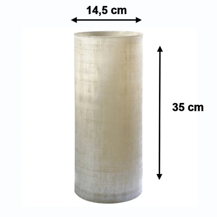 Hohe Blumenvase beige Vintage-Optik strukturiertes Glas mundgeblasen 35cm