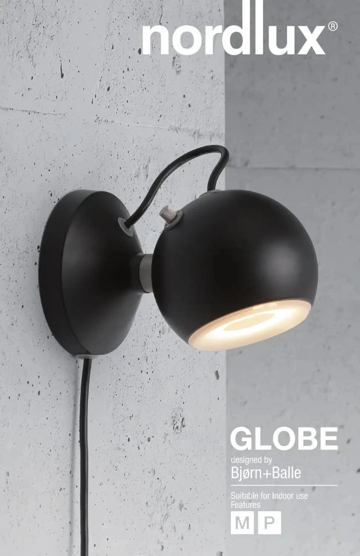 Nordlux Globe Wandleuchte schwarz GU10 – schwenkbar mit Magnethalterung & Steckerkabel nordlux 83133003
EAN: 5701581301986
wandleuchte für steckdose skandinavisch minimalistisch design leselampe kugel 
