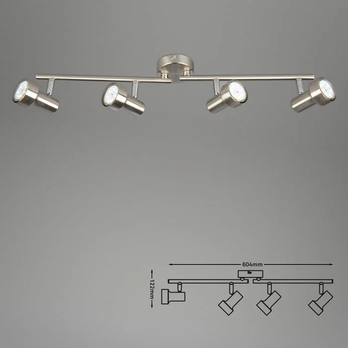Detail der schwenkbaren GU10 LED-Spots am Briloner SUB Deckenstrahler 4-flammig