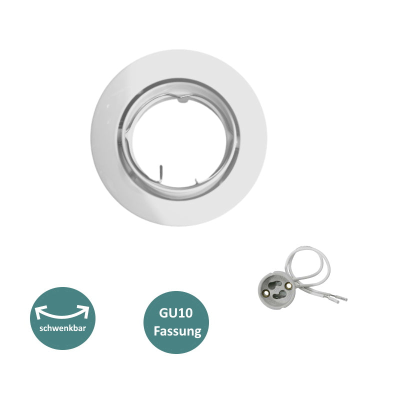 GU10 Einbaustrahler schwenkbar weiß 230V – Einbaustrahler IP20, schwenkbar