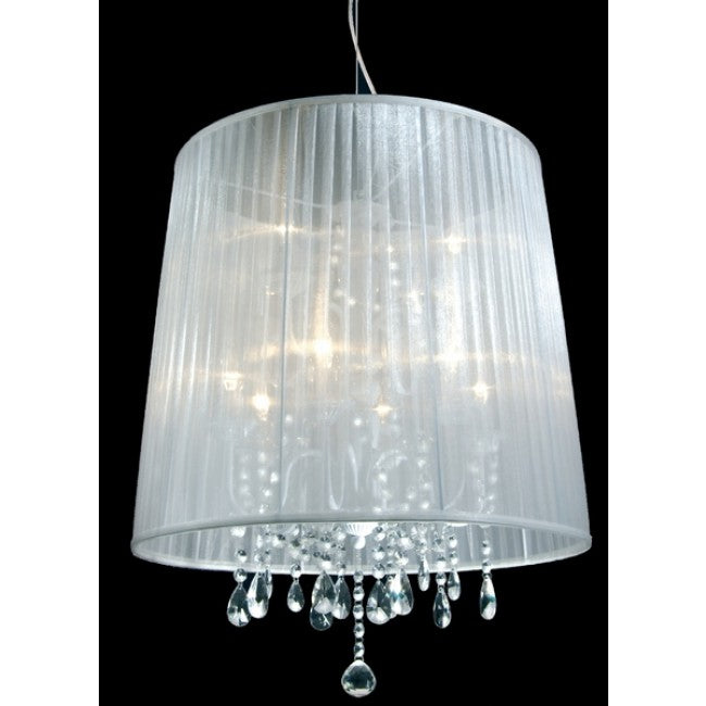 Hängeleuchte ORGANZA 10flg. Weiß Krone – Pendelleuchte dimmbar, E14