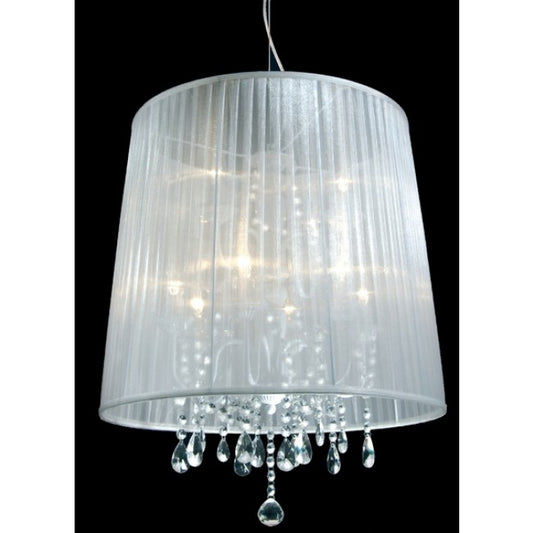 Hängeleuchte ORGANZA 10flg. Weiß Krone – Pendelleuchte dimmbar, E14