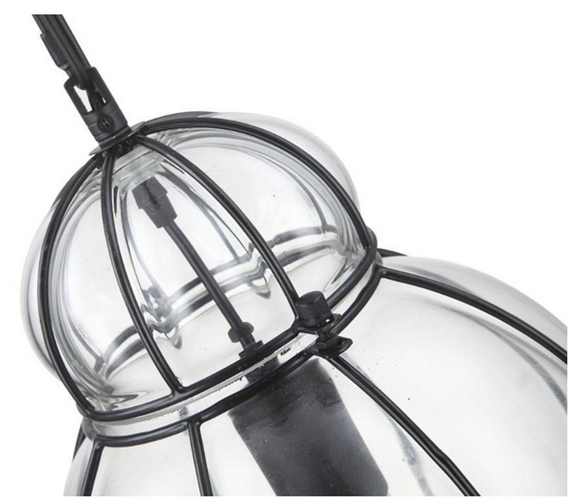 Hängelampe im italienischen Stil Tropfenform Glas klar Metall schwarz E27