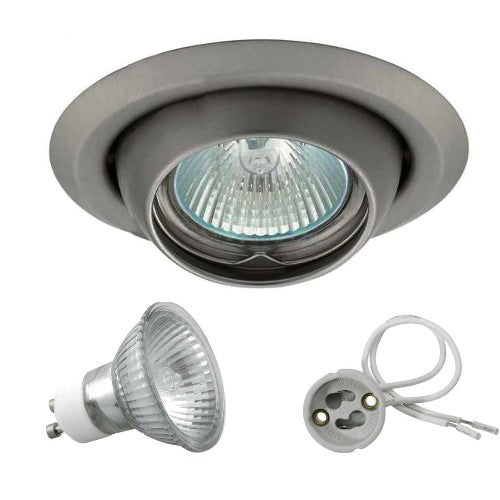 Halogen Einbaustrahler Set 230V GU10 schwenkbar Saturn – Einbaustrahler IP20, schwenkbar, dimmbar, 50mm