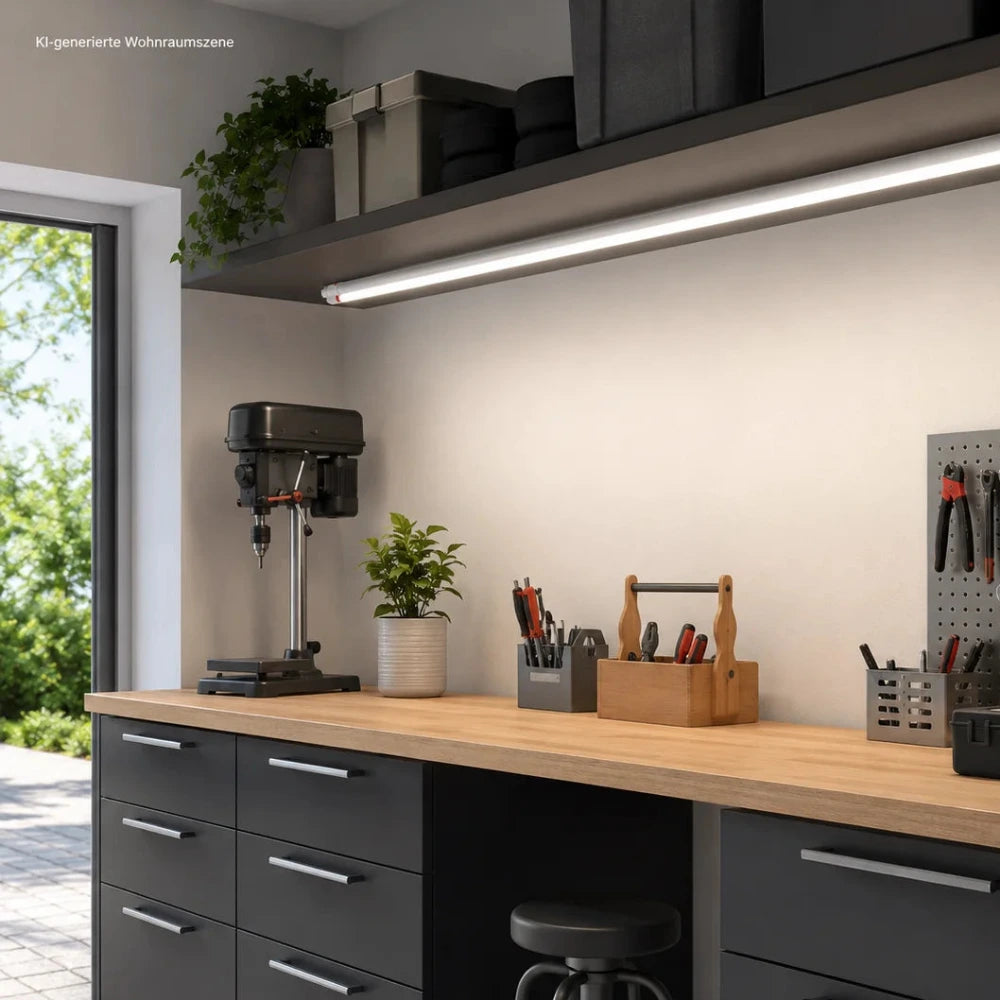 Hannover LED-Deckenleuchte 123 cm zur hellen Beleuchtung eines modernen Kellers