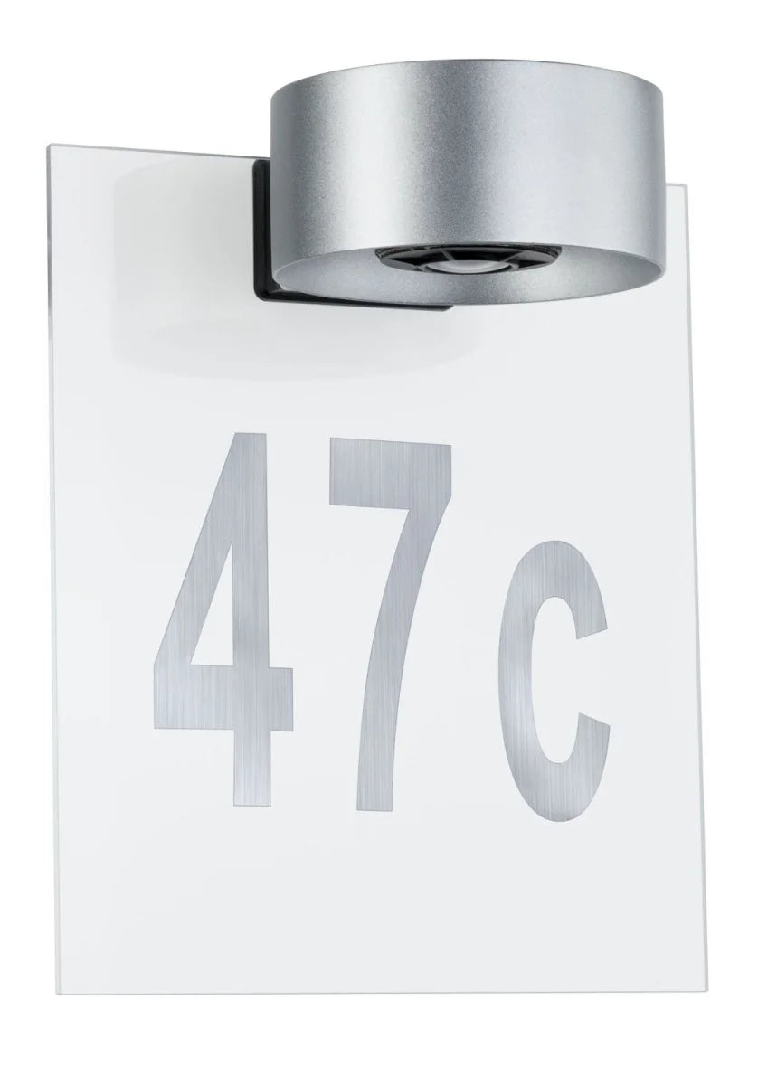 Paulmann Cone Hausnummerntafel transparent mit Zahlenaufklebern in Edelstahloptik