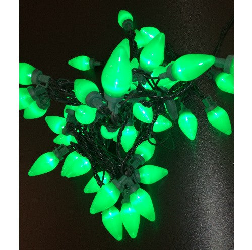 LED Lichterkette Zapfen Grün glatt innen 5m, 50er