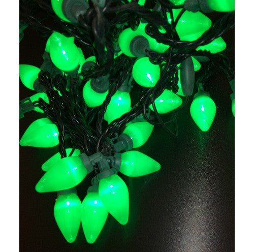 LED Lichterkette Zapfen Grün glatt innen 5m, 50er