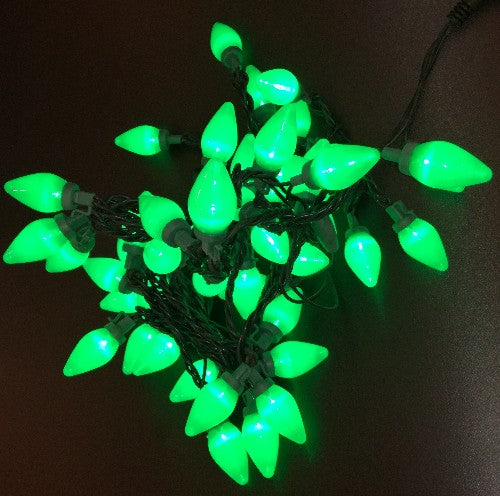 LED Lichterkette Zapfen Grün glatt innen 5m, 50er