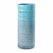 Hohe blaue Blumenvase aus Glas, 35 cm, in moderner Studioaufnahme