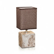 Log Marmor Tischleuchte 31cm mit Stoffschirm braun Tischlampe