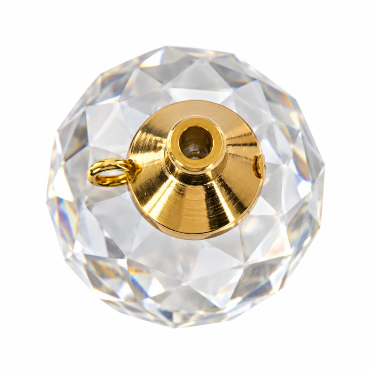 Facettierter Kristallanhänger 30 mm mit goldfarbener Aufhängung für Kronleuchter