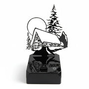 LED Tischlampe mit Schattenspiel Shadow Motiv Hütte