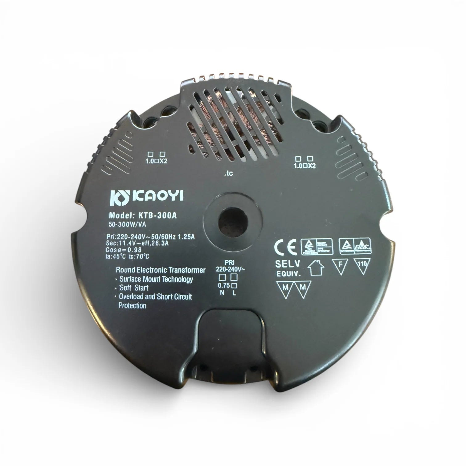 KAOYI KTB-300A Elektronischer Transformator 50-300W 11,4V NV-Halogen Trafo rund 230-240V Ersatztrafo