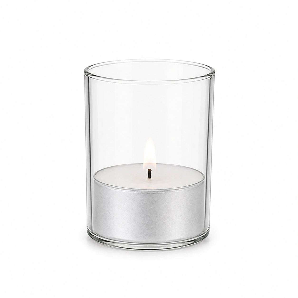 Teelichtglas aus klaren Glas 6cm hoch Ø 4,2cm - Kerzenglas, Windlicht transparent