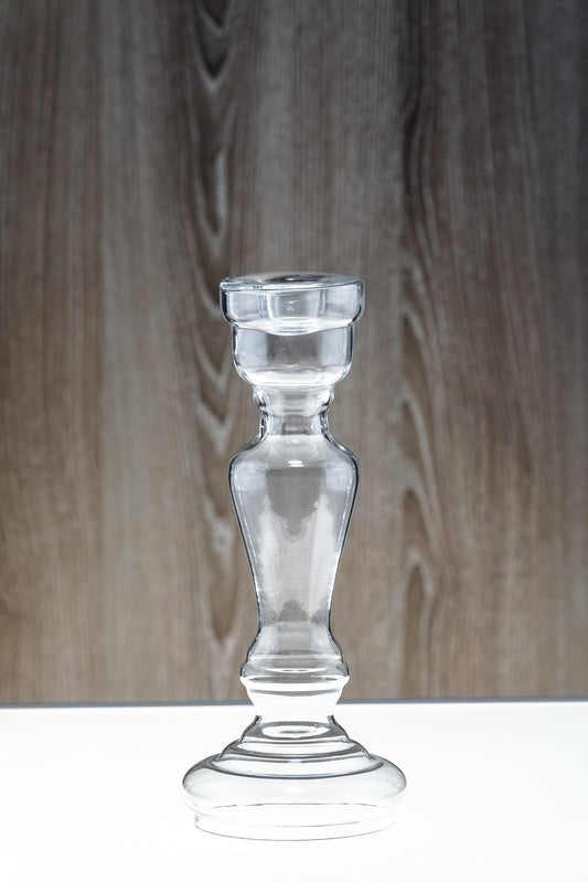 Blumenvase / Kerzenleuchter für Stabkerzen aus klaren Glas transparent – Glasvase / Deko-Vase – stilvolles Wohnaccessoire & D