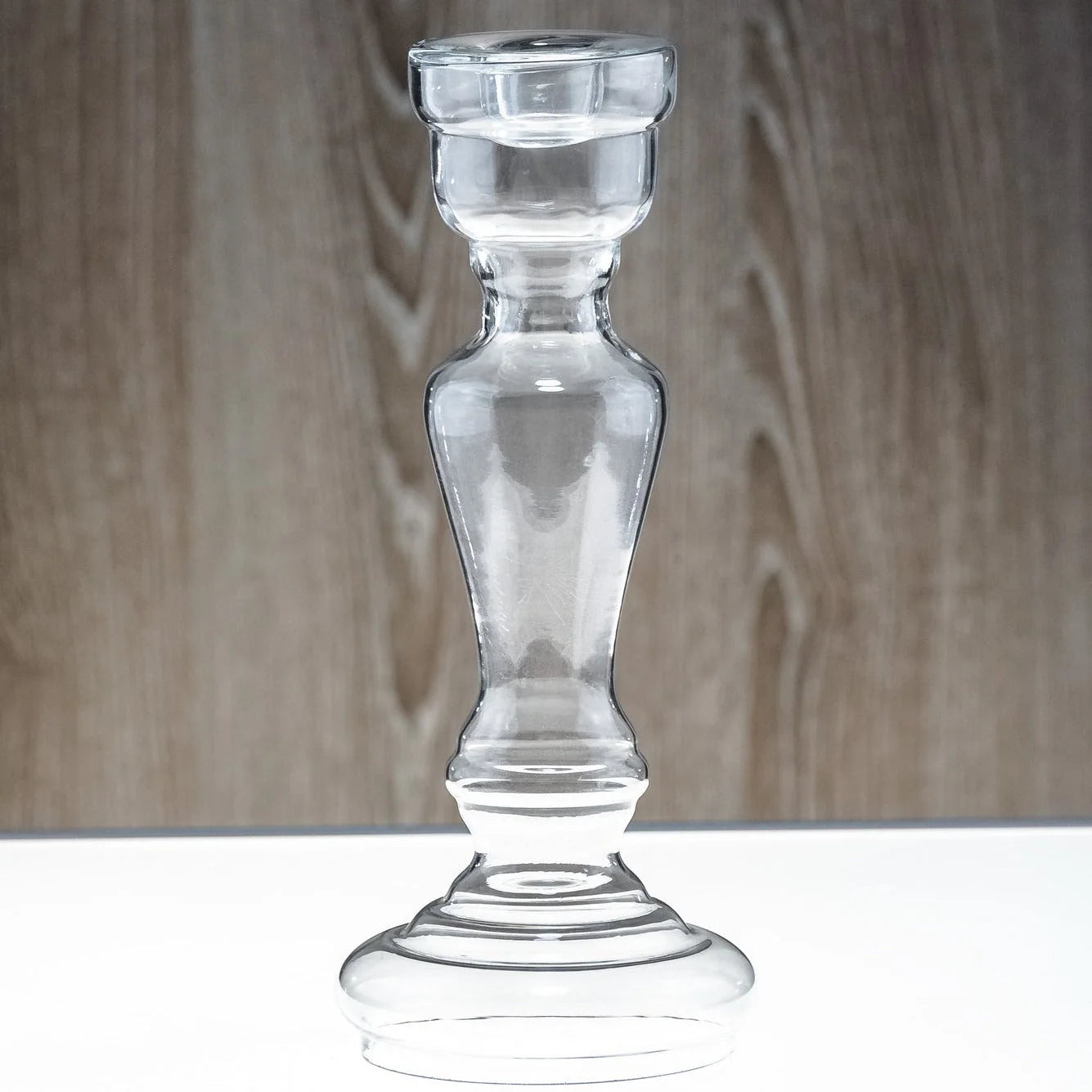 Blumenvase / Kerzenleuchter für Stabkerzen aus klaren Glas transparent – Glasvase / Deko-Vase – stilvolles Wohnaccessoire & D