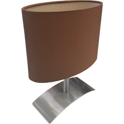 Moderne kleine Tischleuchte mit LED & braunen ovalen Schirm