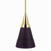 BRUCK VIOLA 95 220 262 vm Pendelleuchte mit dunkelviolettem Mattglas, glänzender Goldaufnahme und goldenem Textilkabel