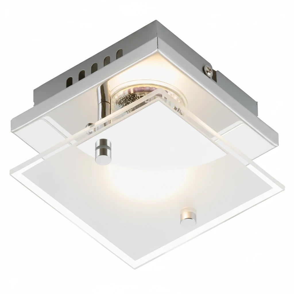 Kleine LED Wandlampe Deckenlampe aus Glas 12x12cm