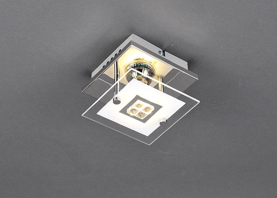 Kleine LED Wand- & Deckenleuchte TULA mit Glas Chrom 12x12cm