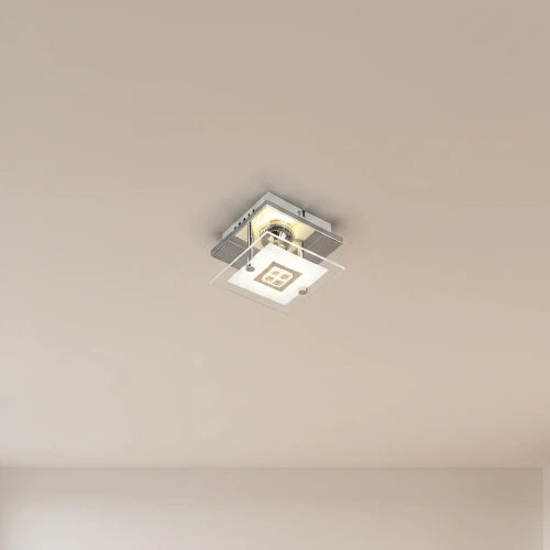 Kleine LED Wand- & Deckenleuchte TULA mit Glas Chrom 12x12cm