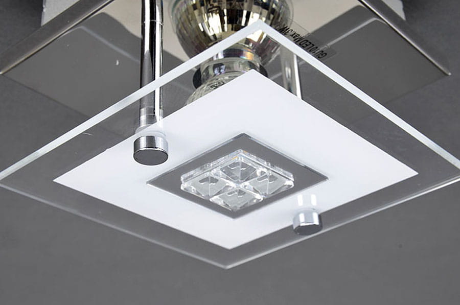 Kleine LED Wand- & Deckenleuchte TULA mit Glas Chrom 12x12cm