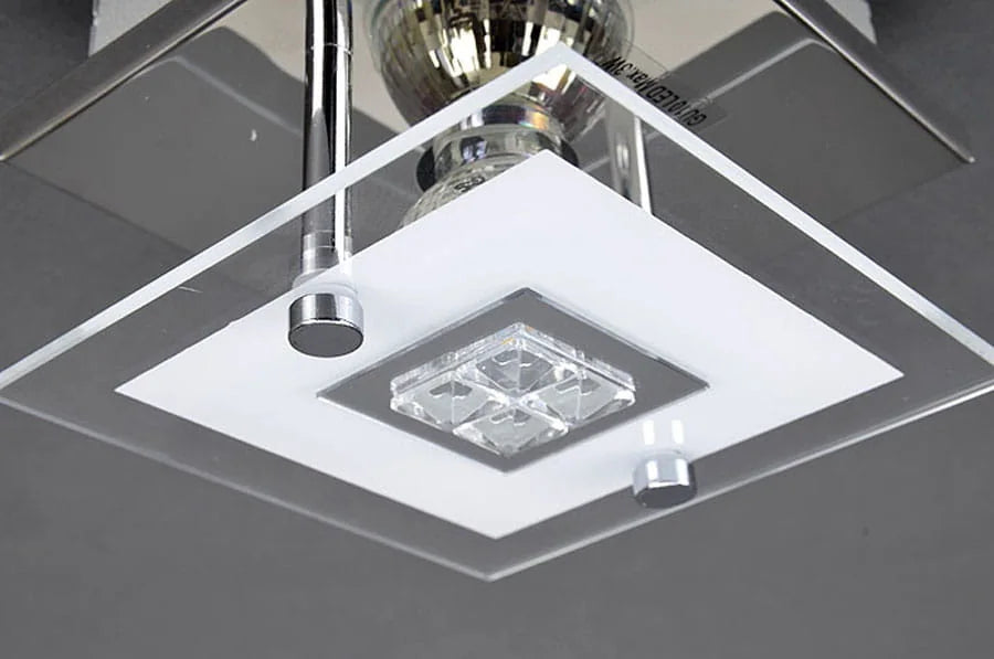 Kleine LED Wand- & Deckenleuchte TULA mit Glas Chrom 12x12cm