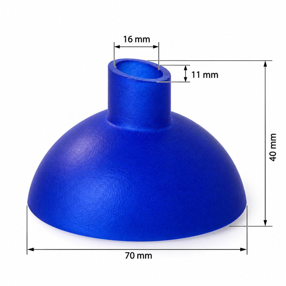 Blaues Memphis Ersatz-Lampenglas für Seilsystem Pendelleuchte, 70 mm Durchmesser, 40 mm Höhe und ovale Öffnung 16 x 11 mm