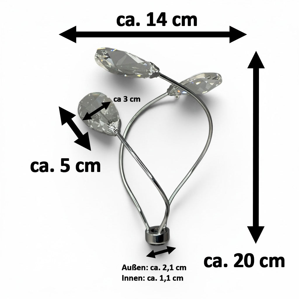 Kristallarm Sompex 79459 Chrom glänzend geschwungen Länge 19 cm  Arm mit Kristallen Ersatzteil zu Minerva 79451