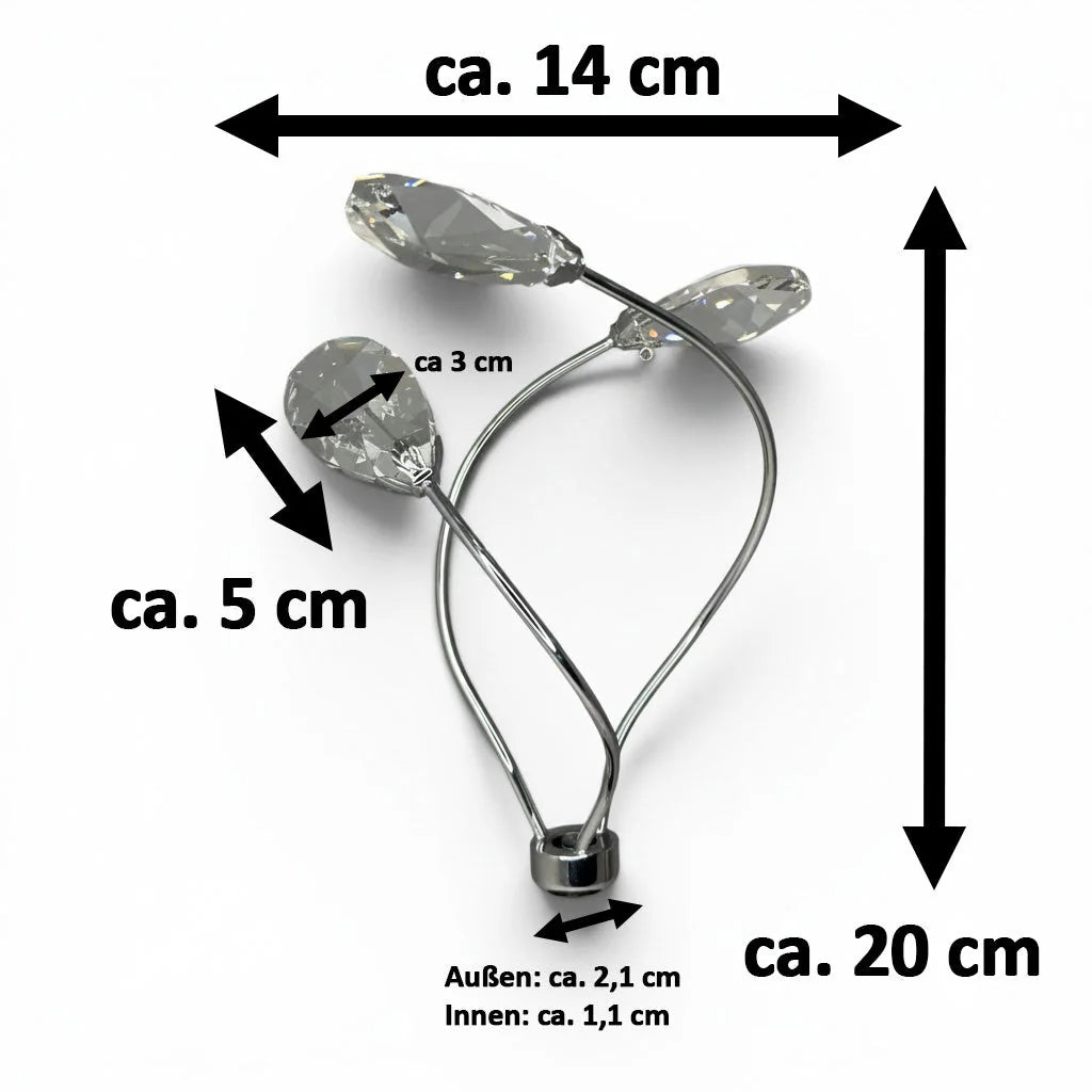 Kristallarm Sompex 79459 Chrom glänzend geschwungen Länge 19 cm  Arm mit Kristallen Ersatzteil zu Minerva 79451