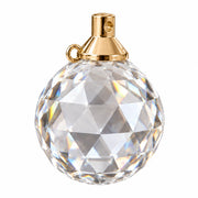 Kristallkugel 30 mm facettiert für Kronleuchter mit goldener Halterung als Kristallanhänger
