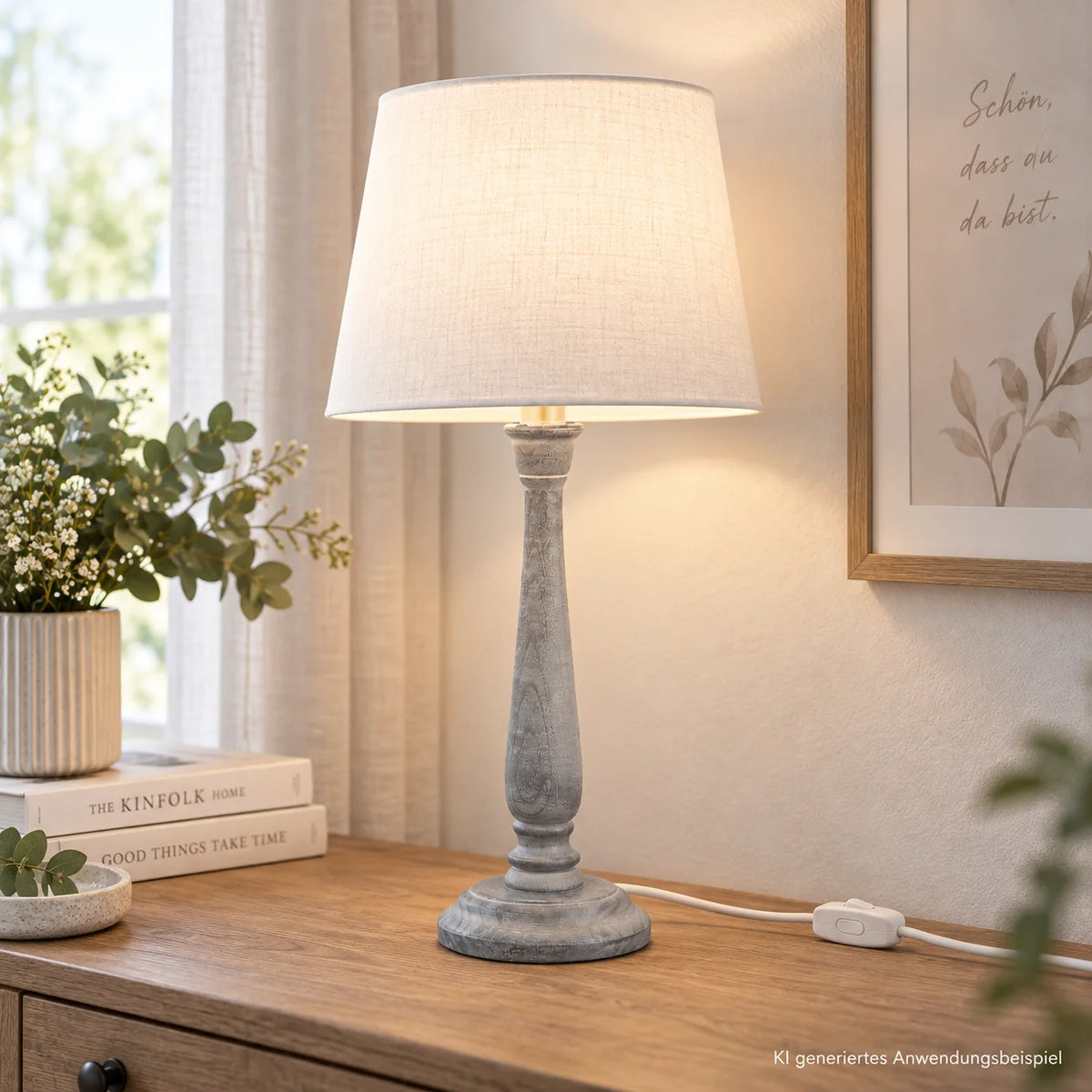 lampenfuss holz hellgrau tischlampe e27 37cm berta various 5022214, ki generiertes anwendungsbeispiel