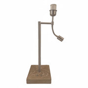 Design Lampenfuß Tischlampe mit Lesearm rustikales Holz mit 2 Schaltern Tischlampe