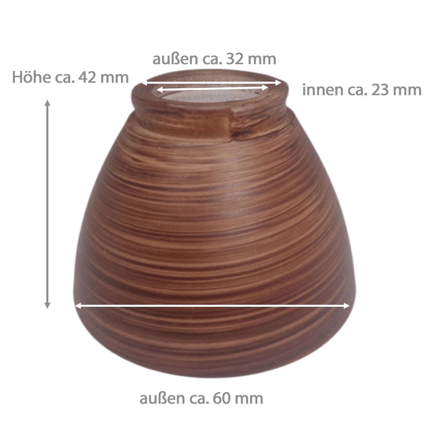 Lampenglas Ersatzglas mit Ø60 mm Höhe 42 mm und Glasaufnahme Ø32 mm Abmessungen