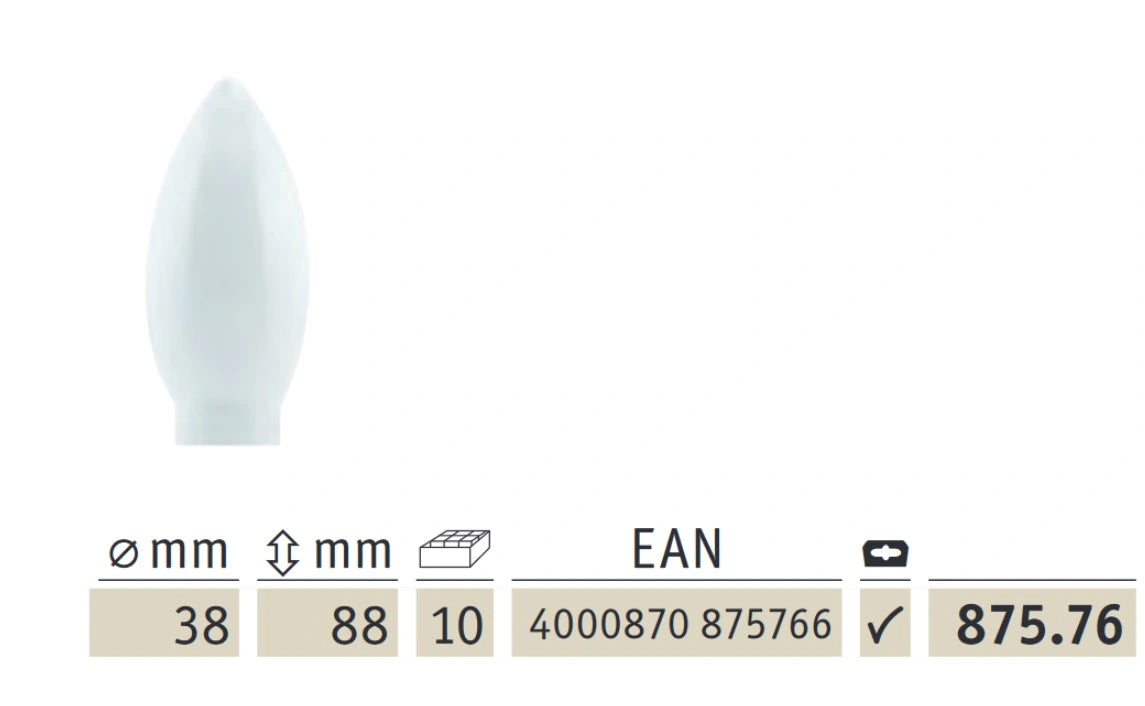 Lampenglas mit Gewinde zum schrauben kerze e14 weiß opal matt paulmann 875.76 Dekokappe für sockel 4000870875766