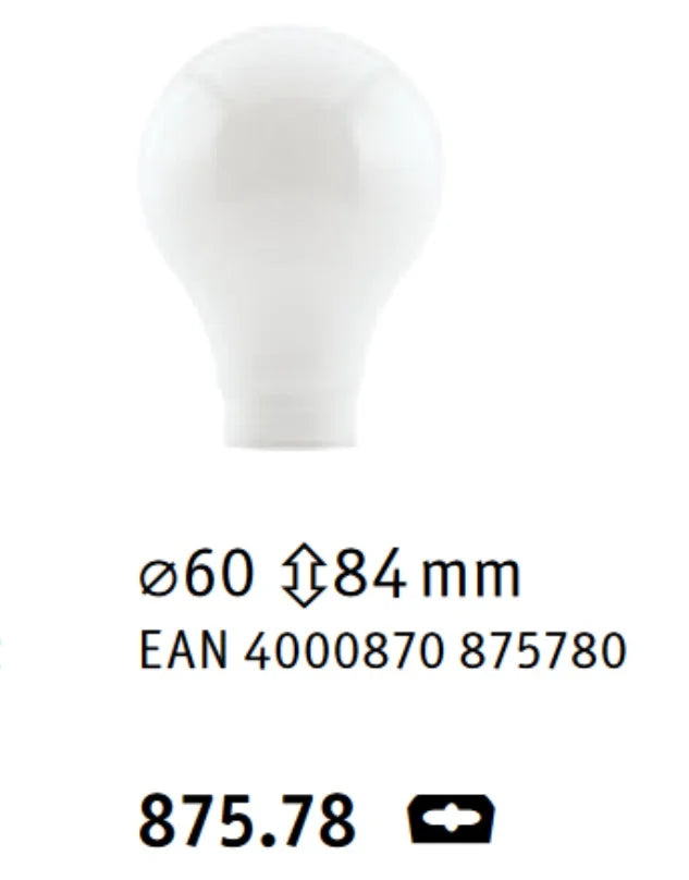Lampenglas mit Schraubgewinde Paulmann Deco Glas AGL Birnenform A60 Opal weiß für E14 / E27 bis 42W Paulmann 875.78 durchmesser 6cm höhe 8,4cm