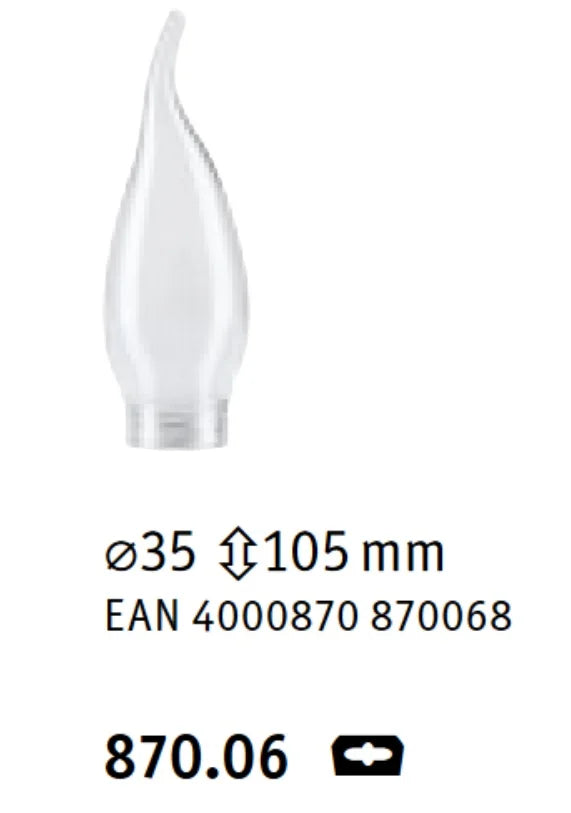 Lampenglas Kerze Windstoß mit Schraubgewinde Glas klar 10,5 cm Paulmann 870.06 ean 4000870870068 lampenschirm aus glas kerze mit zipfel geschwungener spitze