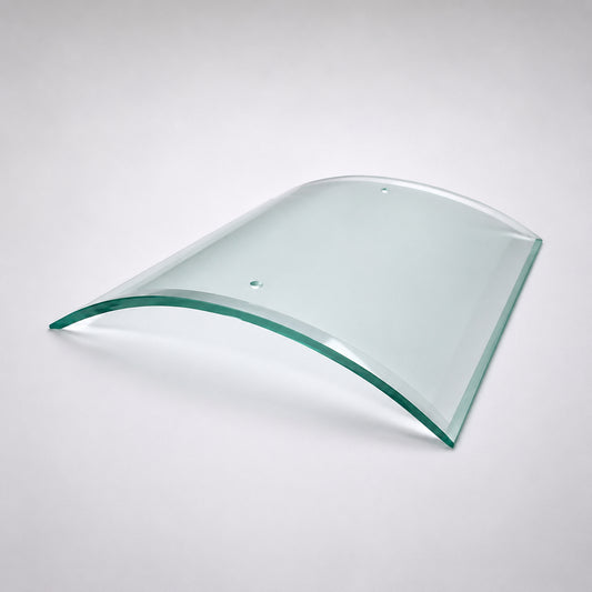 Lampenglas rechteckig gebogen klar transparent 30 cm x 28,5 cm 5 mm Bohrlöcher Ersatzglas Sompex Contra 93700 93706