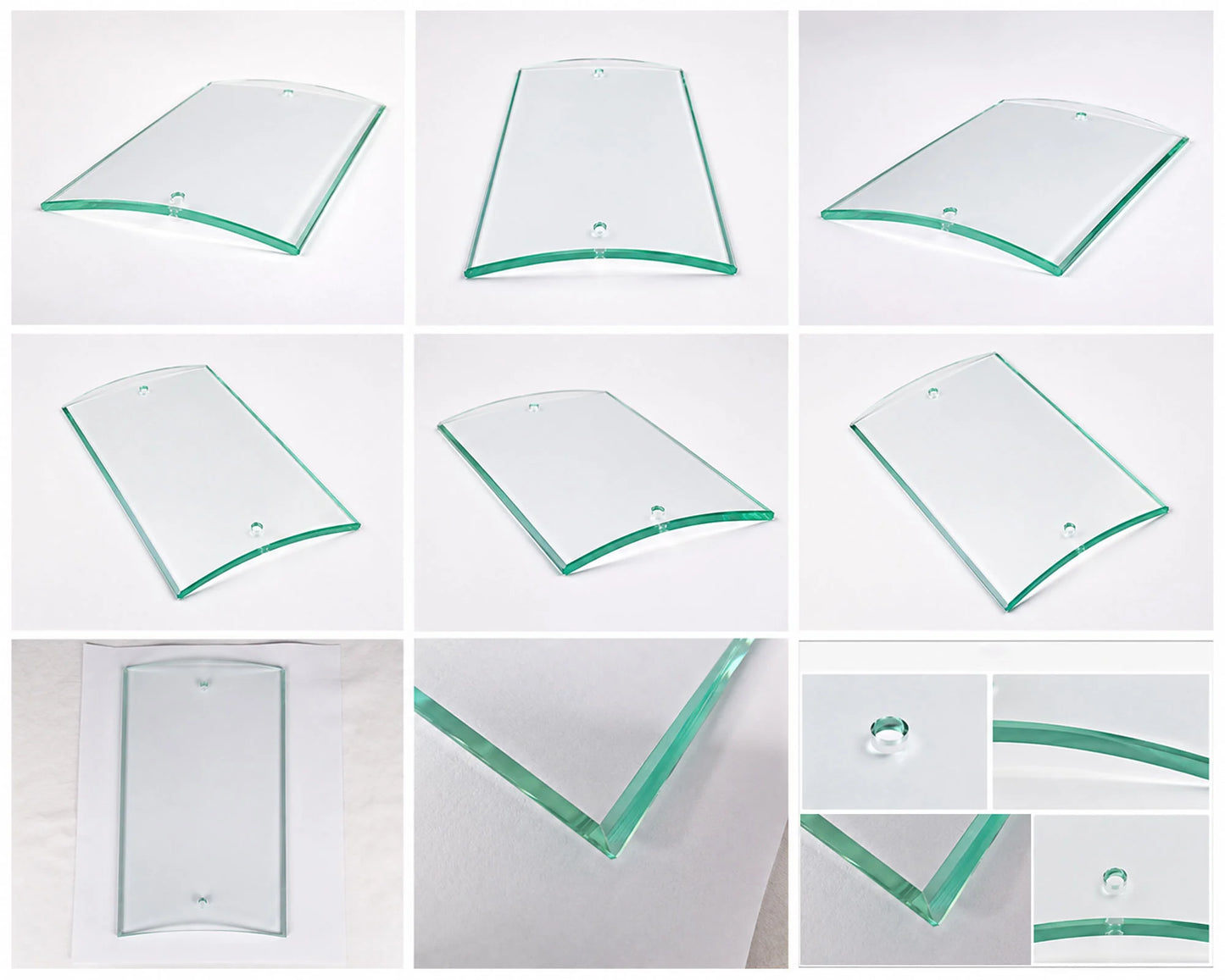 Lampenglas transparent rechteckig gebogen für Wandleuchte mit 2 Bohrlöchern 26 cm x 15 cm -  Klares Ersatzglas Contra Sompex klein