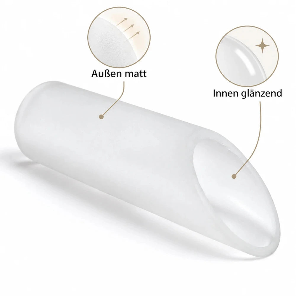 Detailansicht des weißen Lampenglases mit matter Außenfläche und glänzender Innenseite sowie schräger oberer Öffnung.