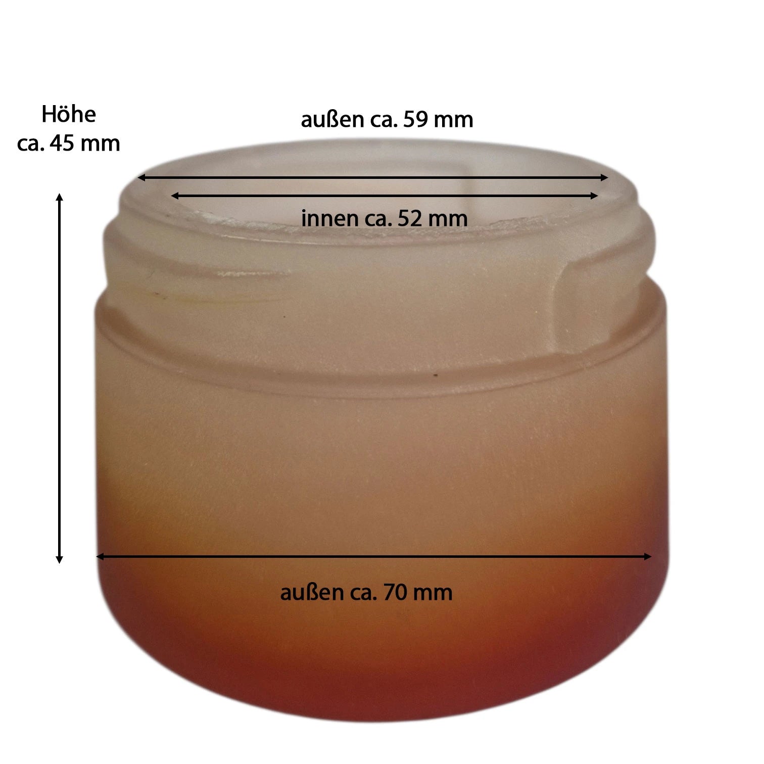 Lampenglas Weiß-Bernstein mit Maßen Ø70 mm und Öffnung Ø52 mm höhe 4,5cm