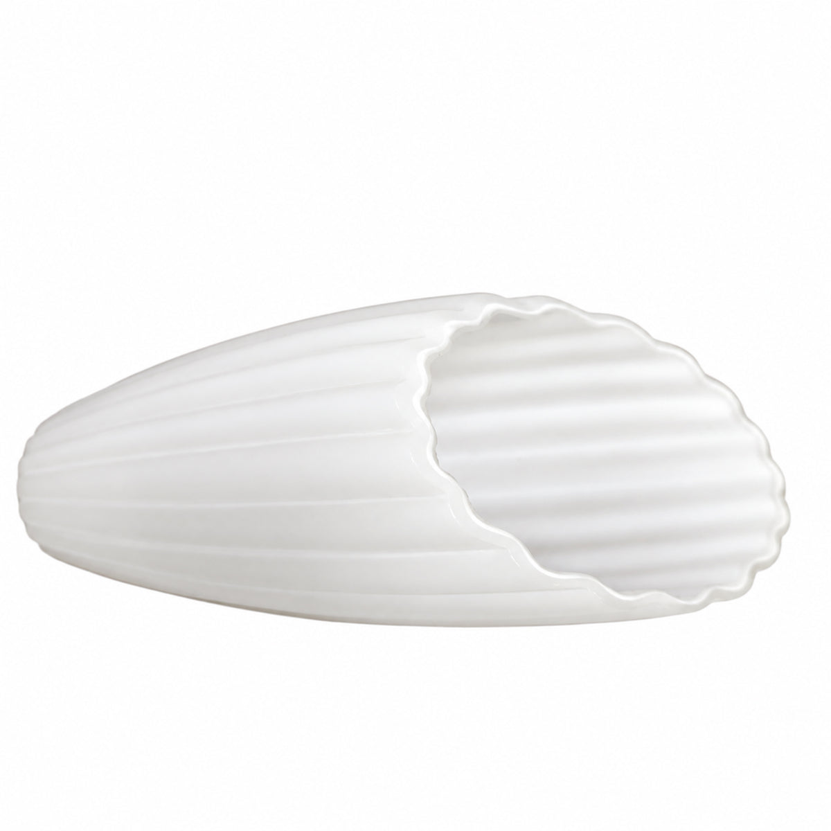 Längliches Lampenglas aus weißes Glas mit geriffelter Oberfläche und 11 mm 