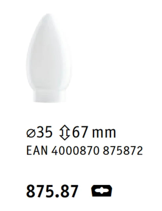 Lampenglas mit Gewinde zum schrauben kerze e14 weiß opal matt paulmann 875.87 Dekokappe für sockel 4000870875872 6,7 cm hoch 3,5 cm durchmesser