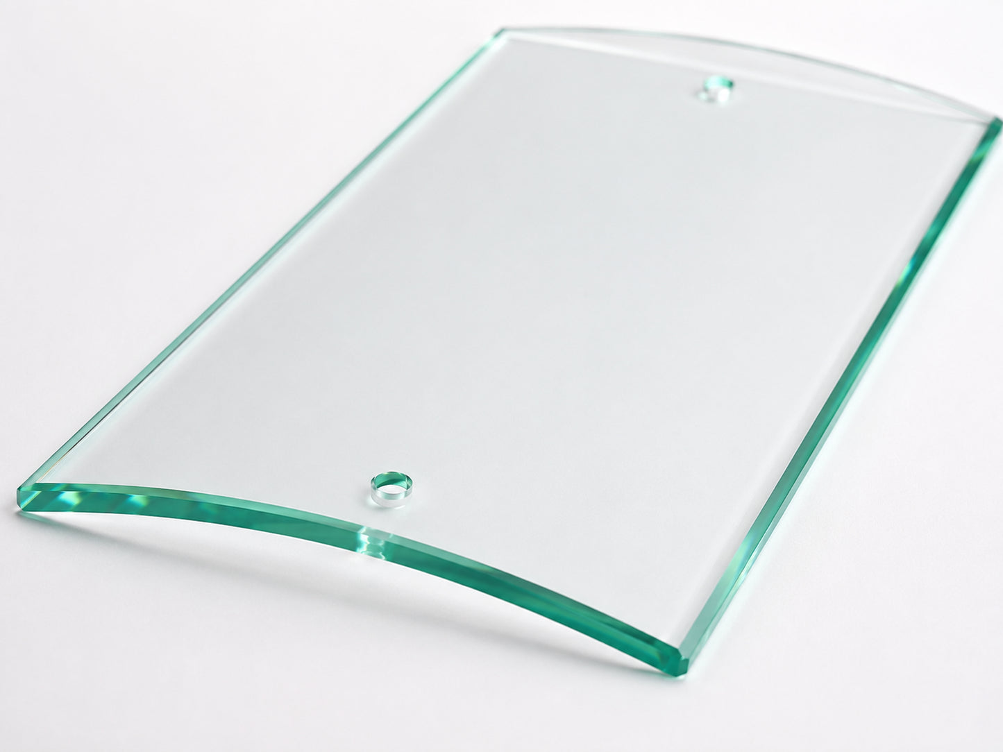 Lampenglas transparent rechteckig gebogen für Wandleuchte mit 2 Bohrlöchern 26 cm x 15 cm -  Klares Ersatzglas Contra Sompex klein