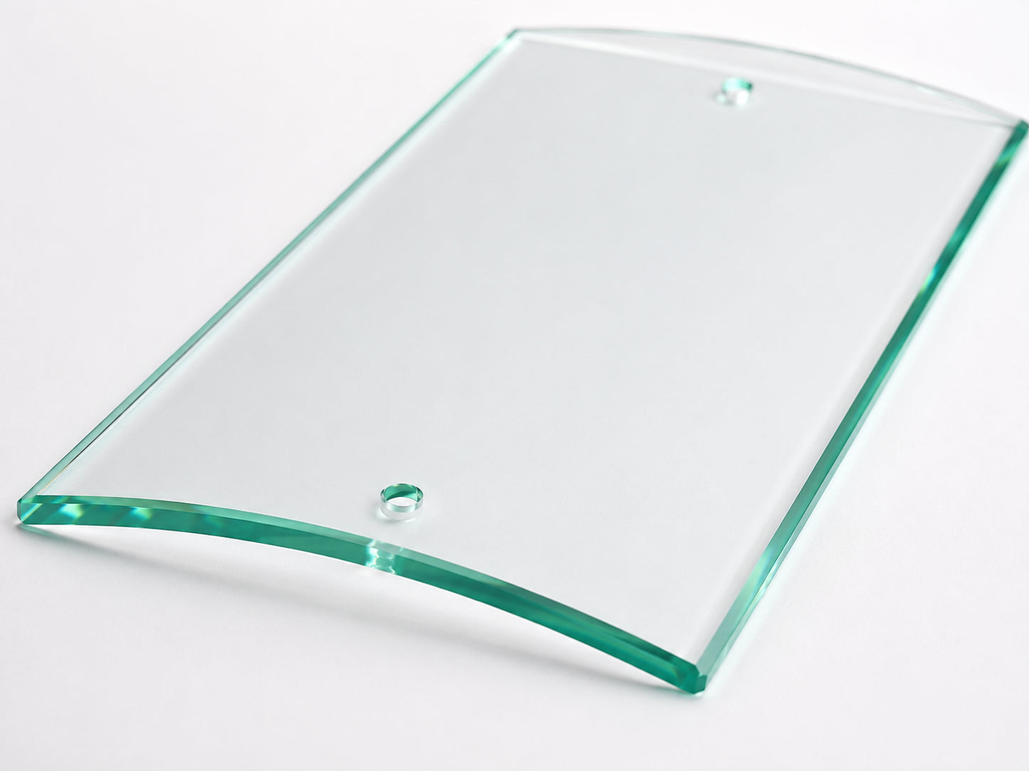 Lampenglas transparent rechteckig gebogen für Wandleuchte mit 2 Bohrlöchern 26 cm x 15 cm -  Klares Ersatzglas Contra Sompex klein