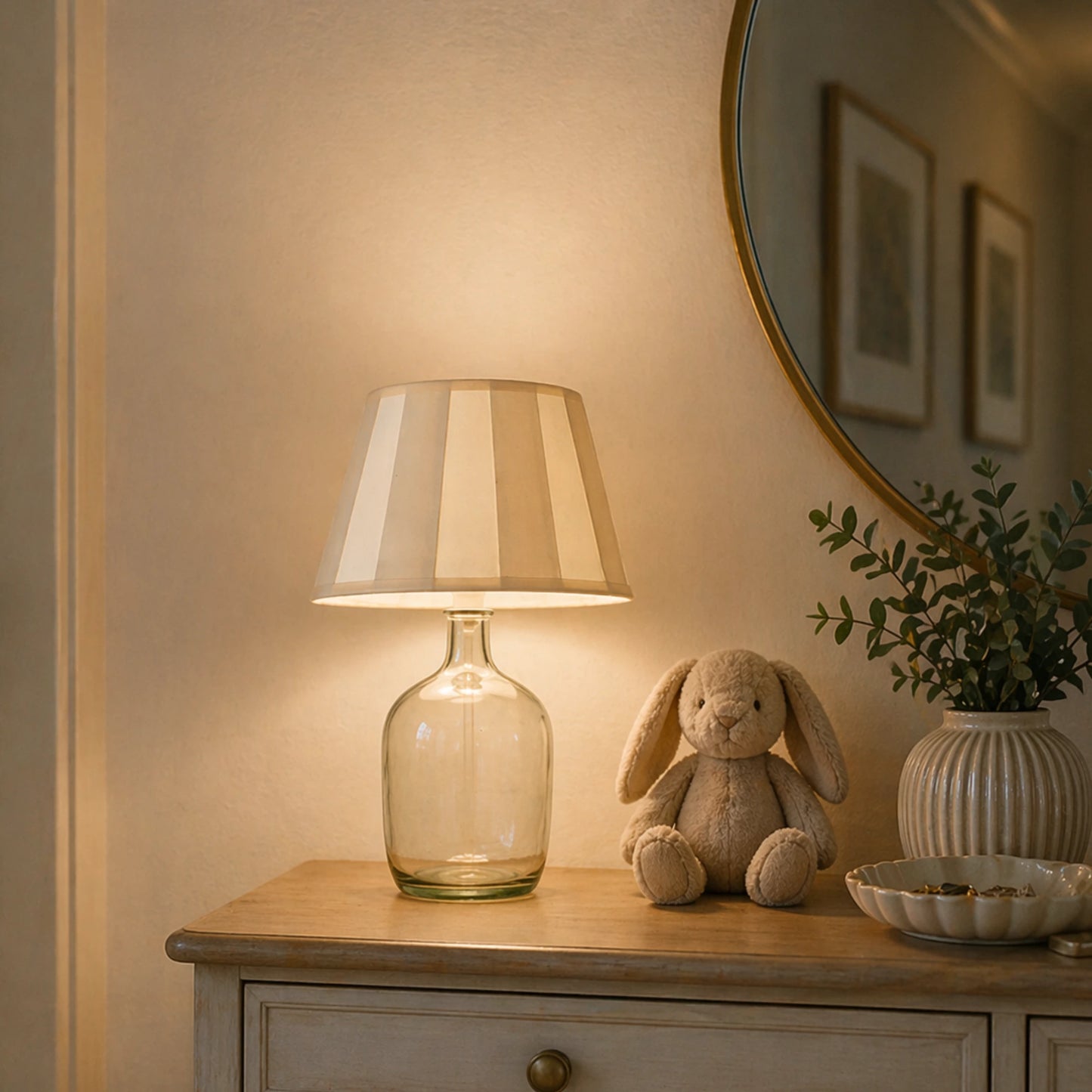 Various Lampenschirm creme mit Streifenmuster für Tischlampen und Wandleuchten, E27