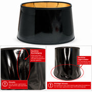 lampenschirm schwarz gläzend lack innen gold ovale form e27 für tischlampe mit mängeln