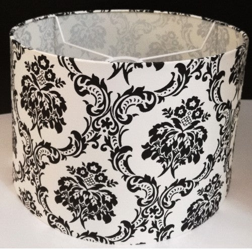 Lampenschirm E27 aus Stoff weiß-schwarz rund Ø41cm – Lampenschirm Stoff